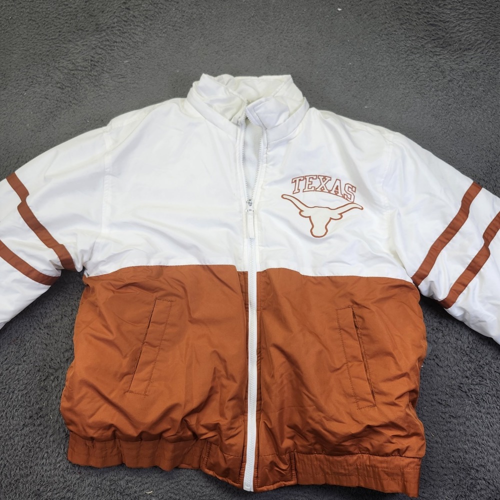 Vintage Texas Longhorns White Jacket Coat Zip Up Large With Hood‎ 90s - Picture 9 of 10